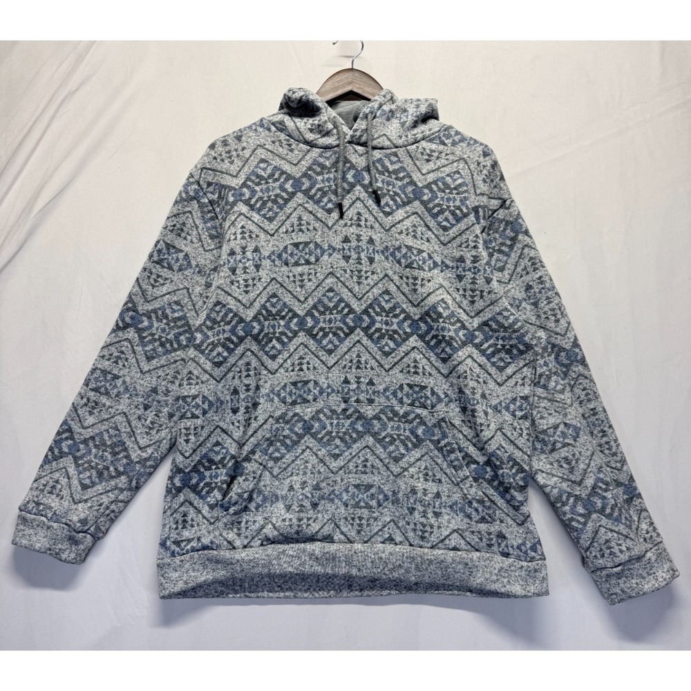 Original‎ Deluxe Supply Hoodie Mens XL Gray Blue Southwestern Print Tight Knit